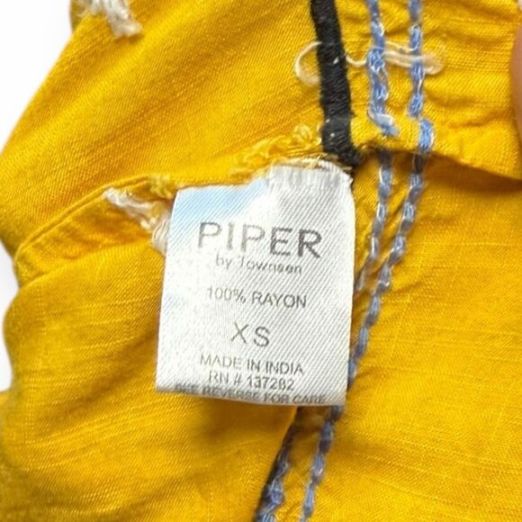 PIPER BY TOWNSEN for ANTHROPOLOGIE Women’s Yellow Sleeveless Boho Embroidered Ru - Picture 5 of 6